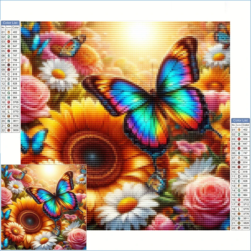 

Diamond Painting Art Clearance Colorful Butterflies, Sunflowers, And Roses Cross Stitch Kit Home Decoration Pictures Wall Art