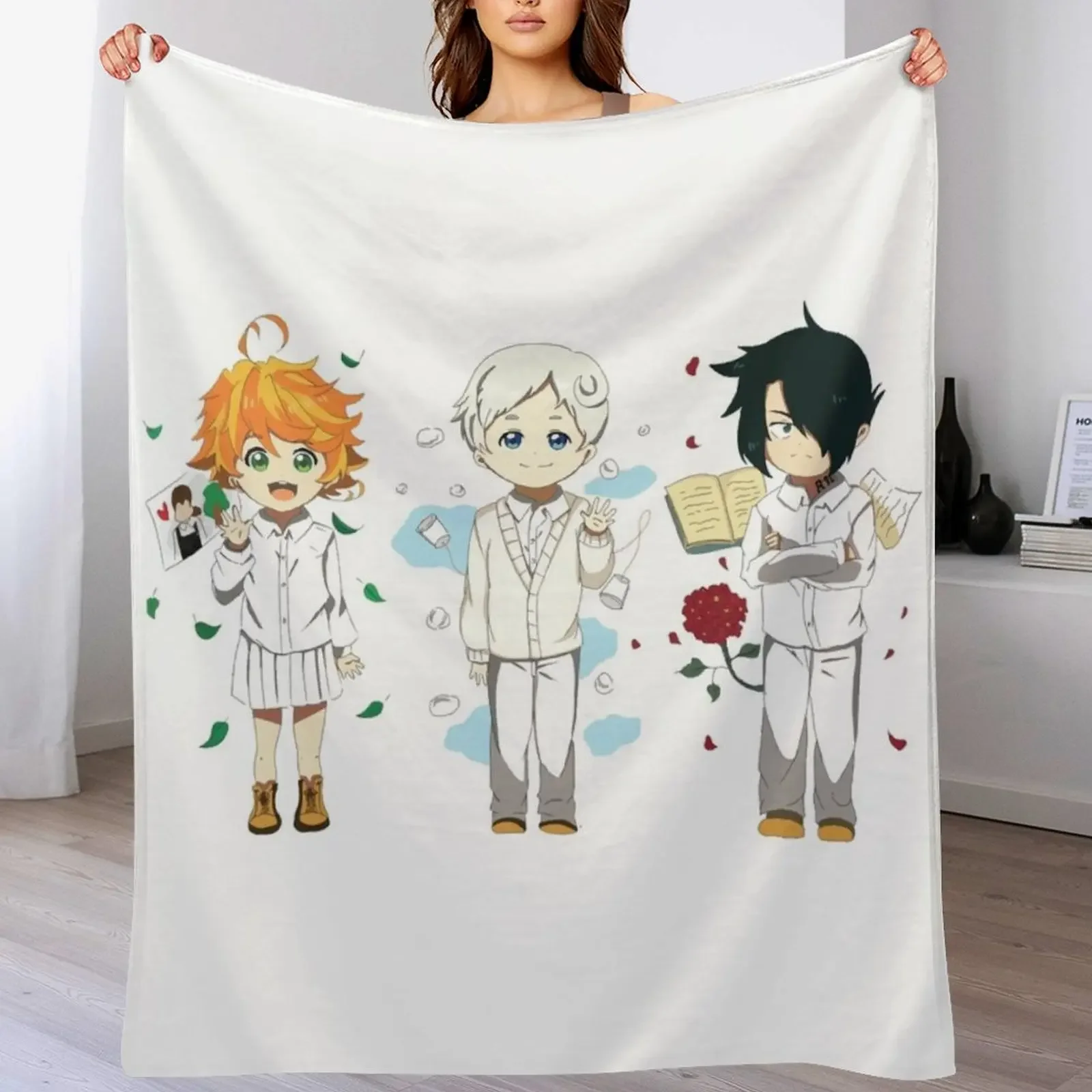 

the promised neverland Throw Blanket Bed covers Bed linens funny gift bed plaid Blankets