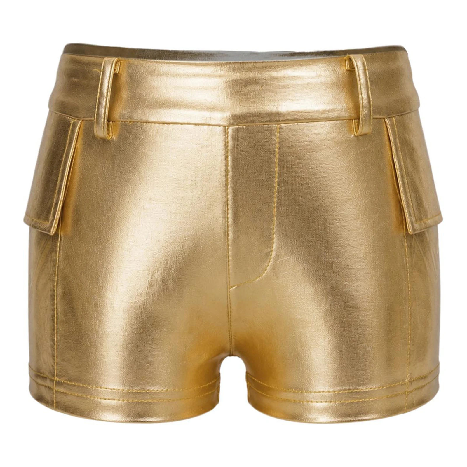 Kinder Modern Jazz Dance Bühnenauftritts-Hosen Mädchen Glänzende Irisierend Hologramm-Shorts PU-Leder Cargo-Kurzhosen – Detail 16