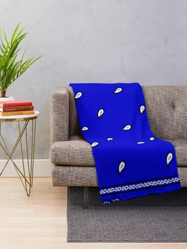 Royal Blue Paisley Bandanas Throw Blanket Cute Plaid Quilt Blankets