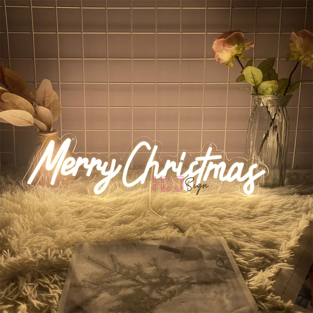 Neon Led Sign Merry Christmas Neon Lights Signs USB Children's Room Christmas Party Home Wall Decor Bedroom Decoration Lights