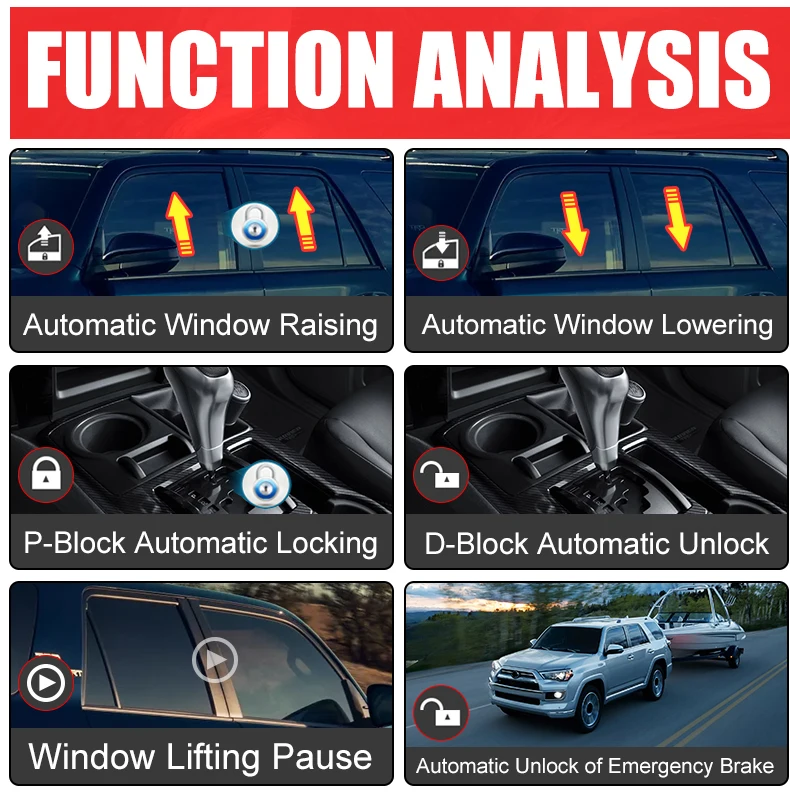 Lock Car Auto Close Window Automatic Lock Door OBD Module for Toyota 4Runner N280 2021-2024 Interior Modification Accessories