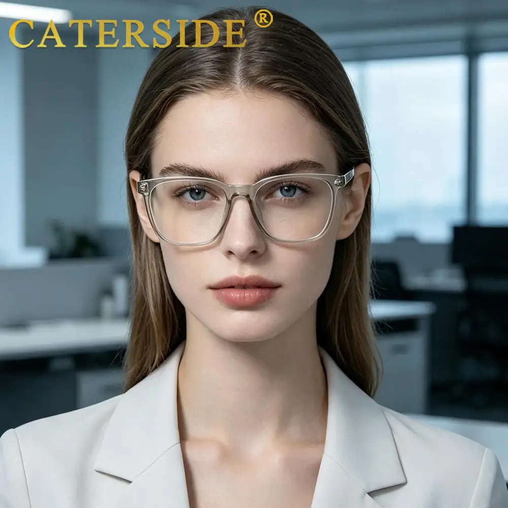 CATERSIDE Neue Modische Quadratische Anti-Blaulicht-Brille für Herren, Business- und Büro-Computer-Blaulicht-Schutzbrille für Damen – Detail 4