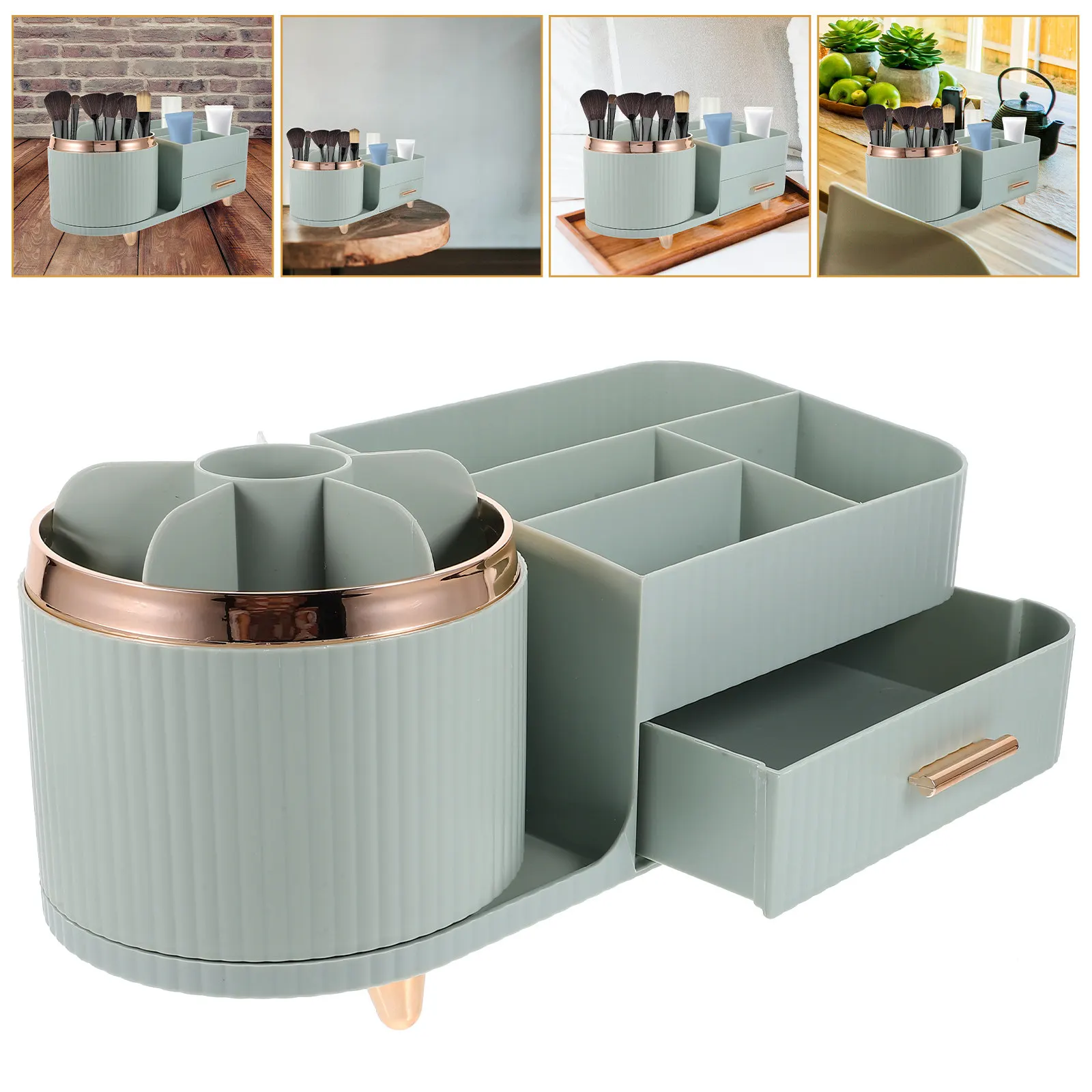 

Вращающийся настольный органайзер для кистей для макияжа, вместительный контейнер для хранения
