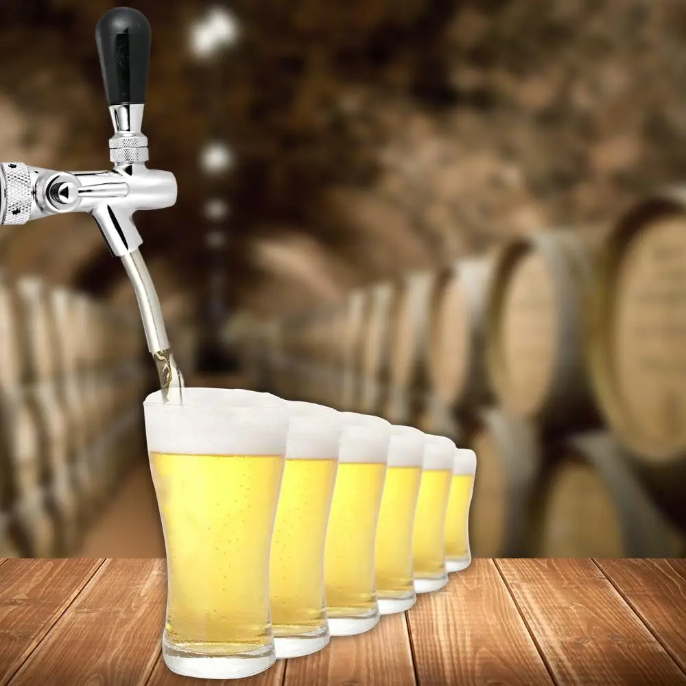 

Хромированный кран для разливного пива с регулируемым потоком, хвостовик G5/8, длинный стержень, кран для домашнего пивоварения