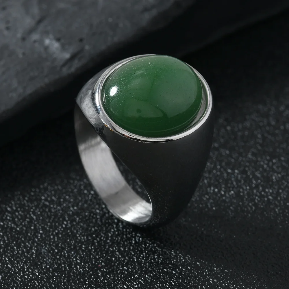HNSP 316L Edelstahl Vintage-Ring für Damen, Schwarz, Rosa, Grün, Tigerauge, Steinringe, Fingerschmuck, Accessoires, große Größe – Detail 11