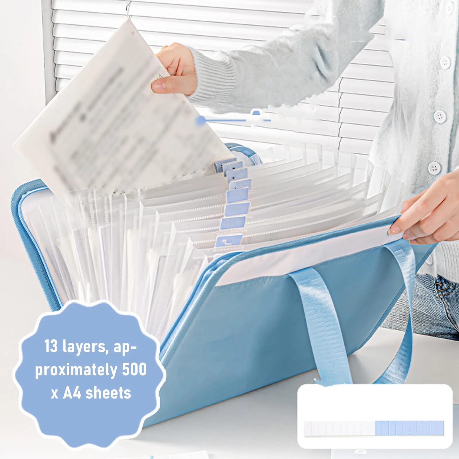 

A4 Portable Expanding File Folder 13 Pockets Accordion WaterProof File Organizer Easily Separate Prevent Side Tearing