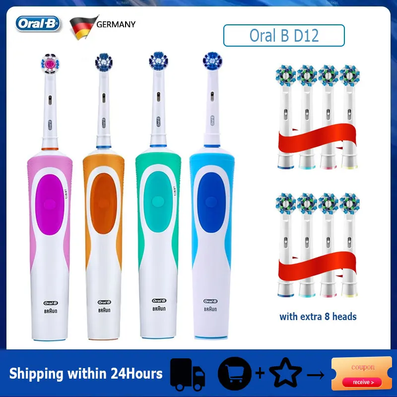 

Oral B D12 Vitality Electric Toothbrush Rechargeable 2D Rotating Deep Clean Oral Hygiene Tooth Brush with Replacement Brush Head