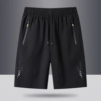 Nuevo para verano 2025, pantalones cortos deportivos de secado rápido para la playa para hombre, pantalones cortos negros informales de talla grande 8XL 7XL, pantalones cortos
