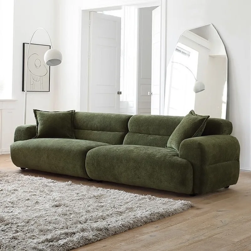 Living room straight row French dark green retro chenille small apartment anti-cat scratch