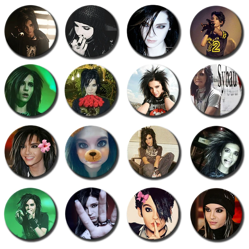 58mm Music Singer Beautiful Brooches Rock Band Round Lapel Pins T-Tokio Hotel Bill Kaulitz Badge Fan Collection Accessorie Gift