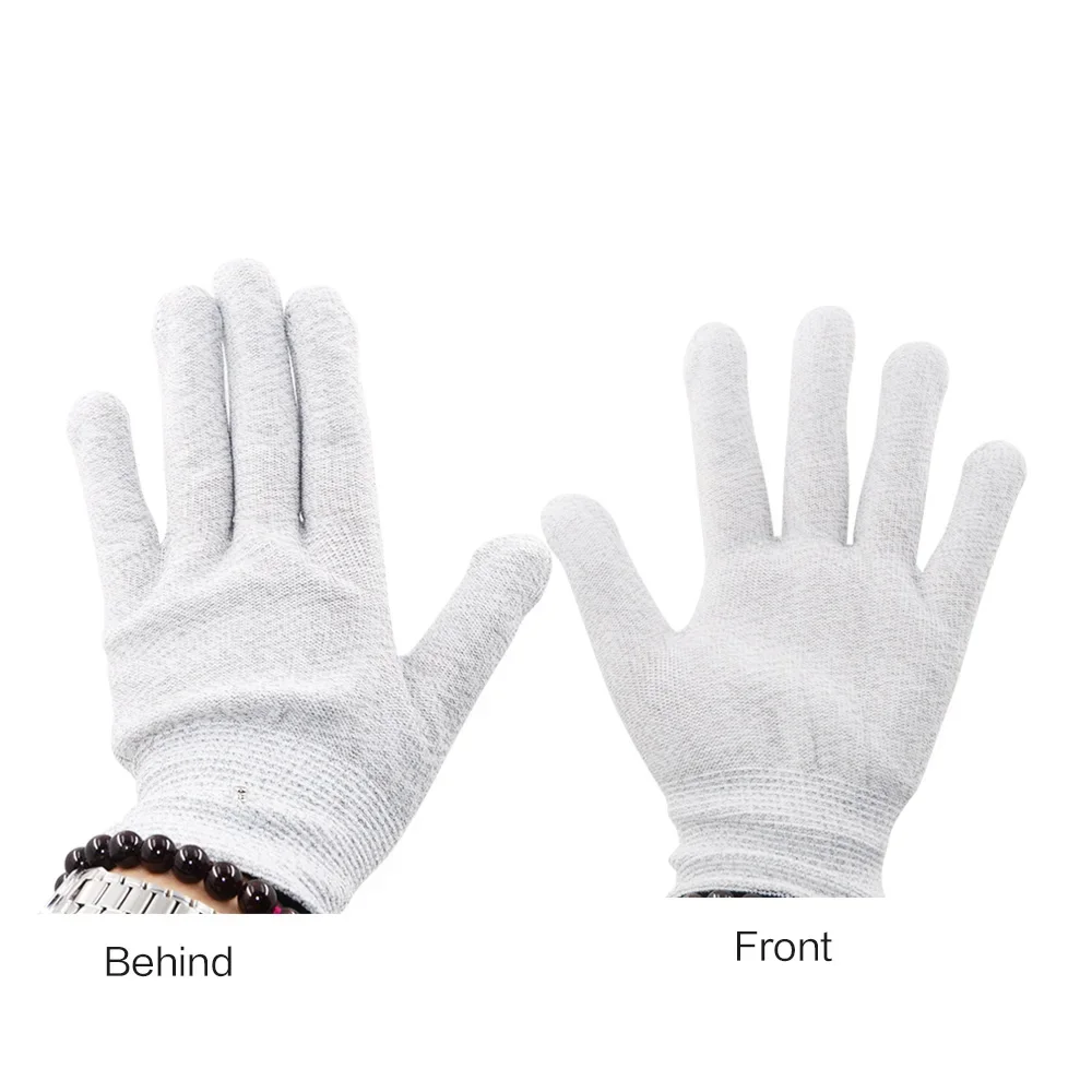 Guantes de masaje conductivos de fibra con alambre, masajeador de pulso, dispositivo de fisioterapia Tens, acupuntura eléctrica