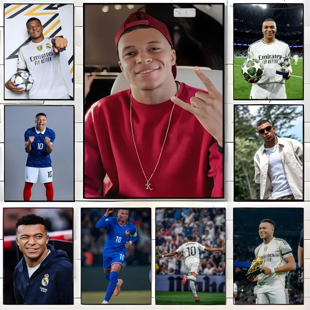 Football Super Star K-Kylian M-Mbappe Poster  Self-adhesive Art Waterproof Paper Sticker Coffee House Bar Room Wall Decor