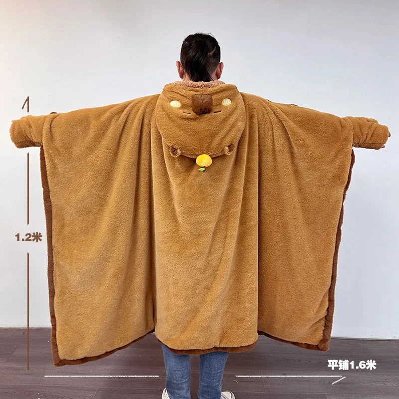 Cute Seal Cat Hooded Wearable Blanket Cloak with Gloves