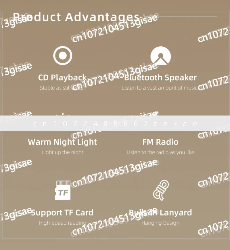 

Home wall mounted CD portable charging Bluetooth speaker learning repeater early education radio CD player music player