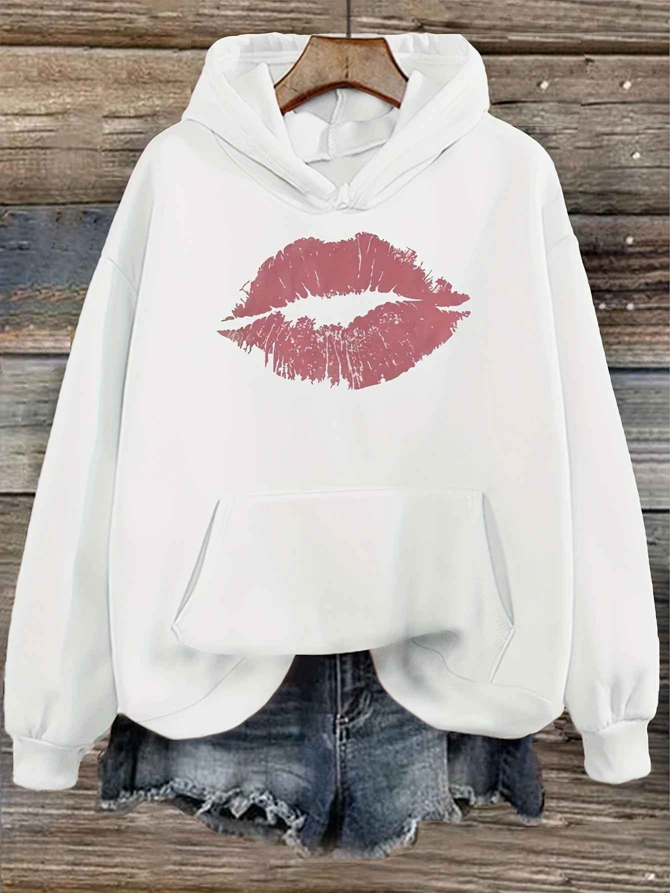 

Lip Graphic Printing Autumn and Winter Pure Cotton Men's and Women's Hoodies Casual Outdoor Street Sports Training Brand Trend