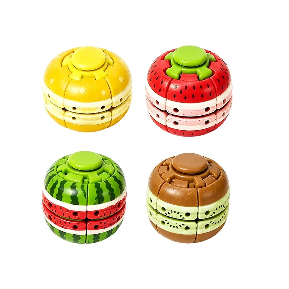 PP Fruit Spinner Toy Fruit Shaped 3D Printed Stress Relief Ball Random Style Press and Rotate Fidget Spinner Toy