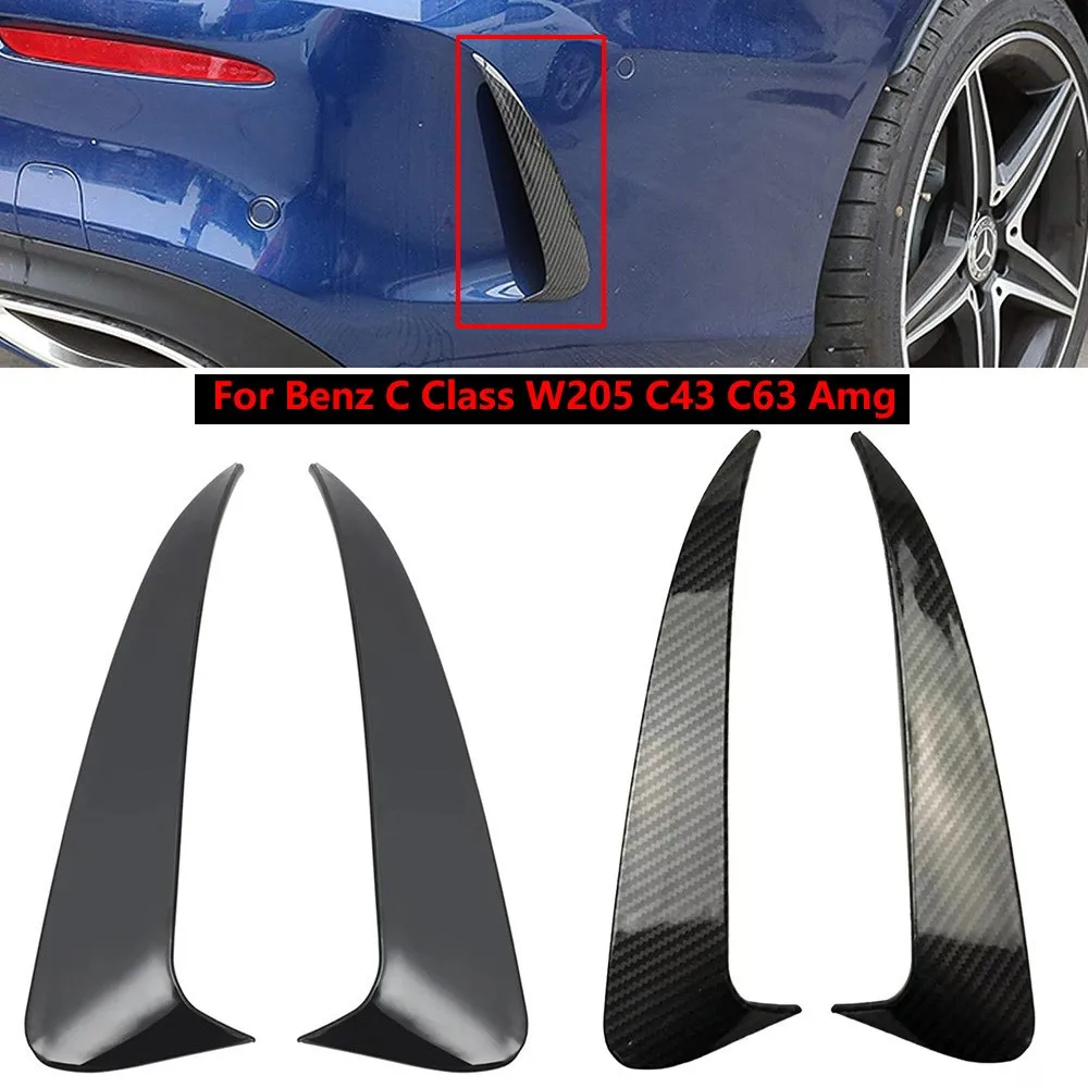 

2Pcs For Mercedes Benz C Class W205 2014 - 2019 4 Door Amg Rear Bumper Lip Spoiler Vent Cover ABS Gloss Black Carbon Fiber
