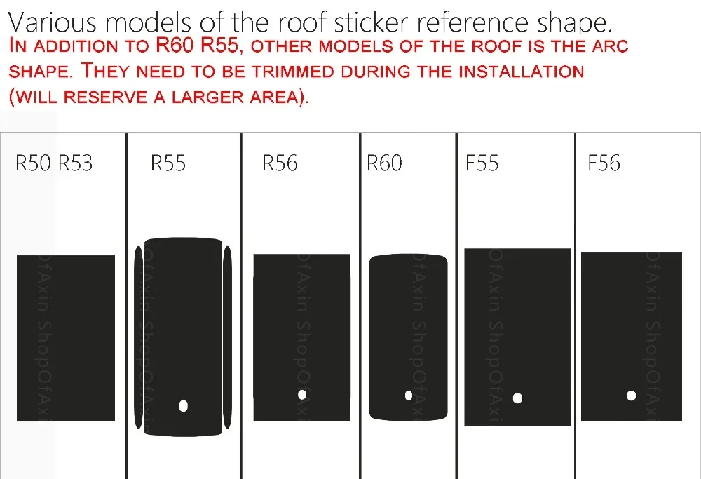 Whole Cover Roof Graphics stickers decal Customized for mini Cooper clubman countryman R50 R53 R55 R56 R60 F55 F56