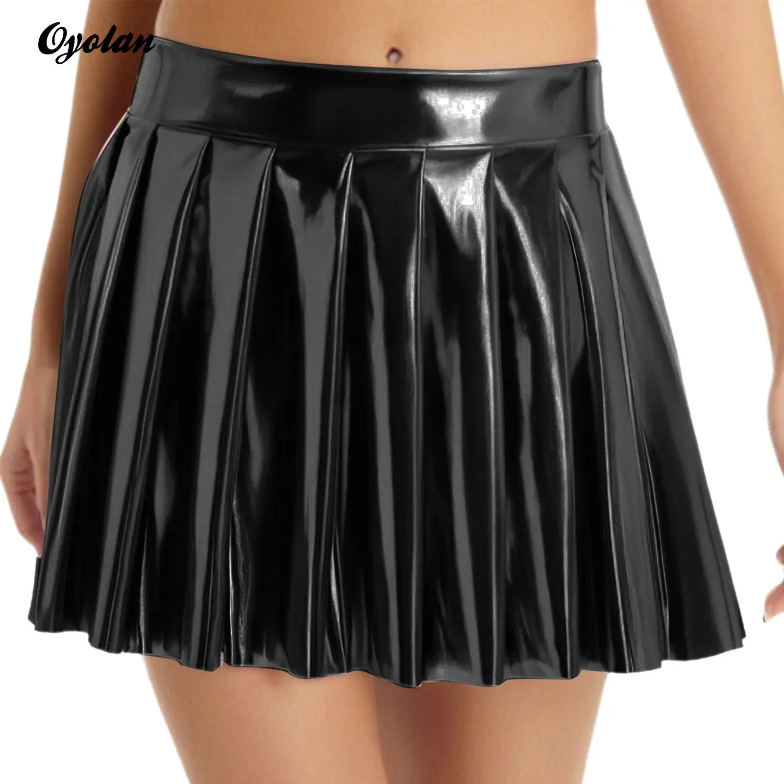 

Womens Pleated Mini Skirt Casual Flared Pleated A-Line Skater Skirts Ide Zipper Ruched JK Short Skirt Disco Party Rave Costumes