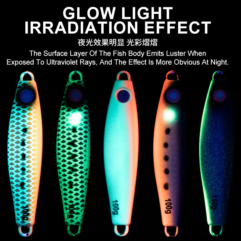 Jig Metálico Hundimiento TEASER J132 con Brillo UV para Pesca en Mar