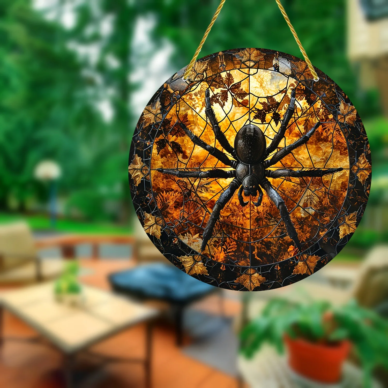 

Spider vintage colored glass hanging art sun catcher gothic spider logo decorative pendant