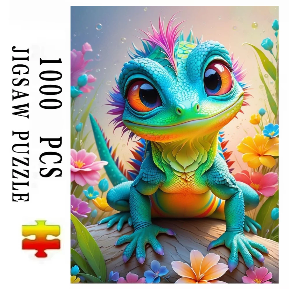Jigsaw Puzzles Colorful Fantasy Lizard Flower Animal 500/1000/1200/2000 PCS Modern Wall Decor for Living Room Gift No Frame