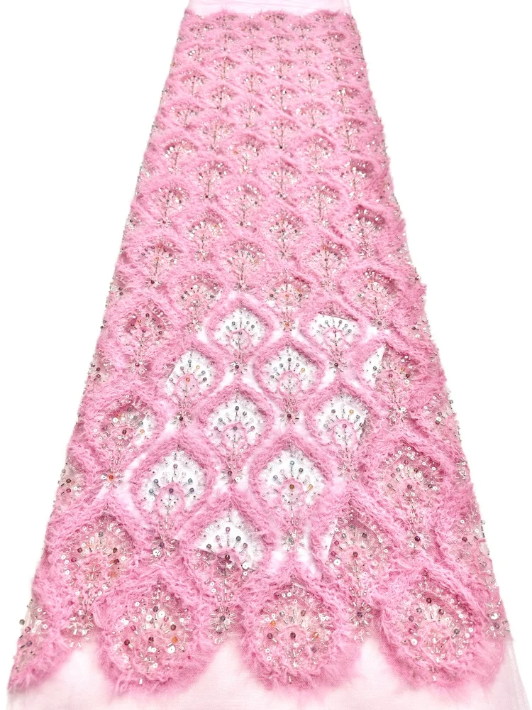 High End Tulle 2026 African Sequined Lace Fabric Embroidery Beads Nigerian French Lace Fabric For Sew Party Dresses