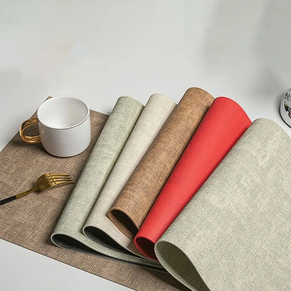 

4pcs Table Decoration Nordic Style Placemat Rectangular PU Leather Tableware Mat Non-Slip Heat-Resistant Coasters Dinning