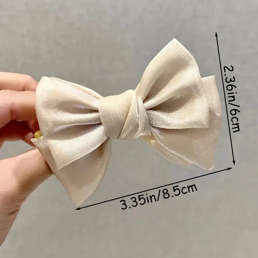 Korean Bowknot Hair Claws for Women Sweet Satin Bow Hair Clips Vintage Ponytail Crab Hairpins Barrettes Girls Hair Accessories