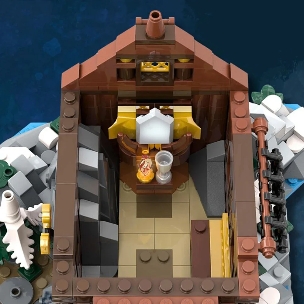 Viking Village Building Blocks,Nordic Longship Fortress Model Kit สําหรับผู้ใหญ่ยุคกลางไม้บ้าน DIY อิฐสะสมของขวัญ