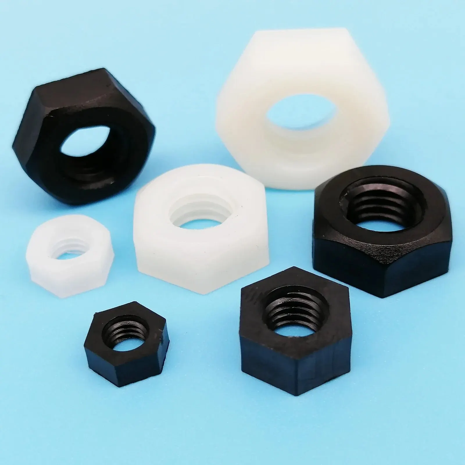 20/50pcs Brand New Nylon Plastic Insulation Hex Hexagon Nut M3 M4 M5 M6 M8 Black White Metric Threaded For Bolt Screw