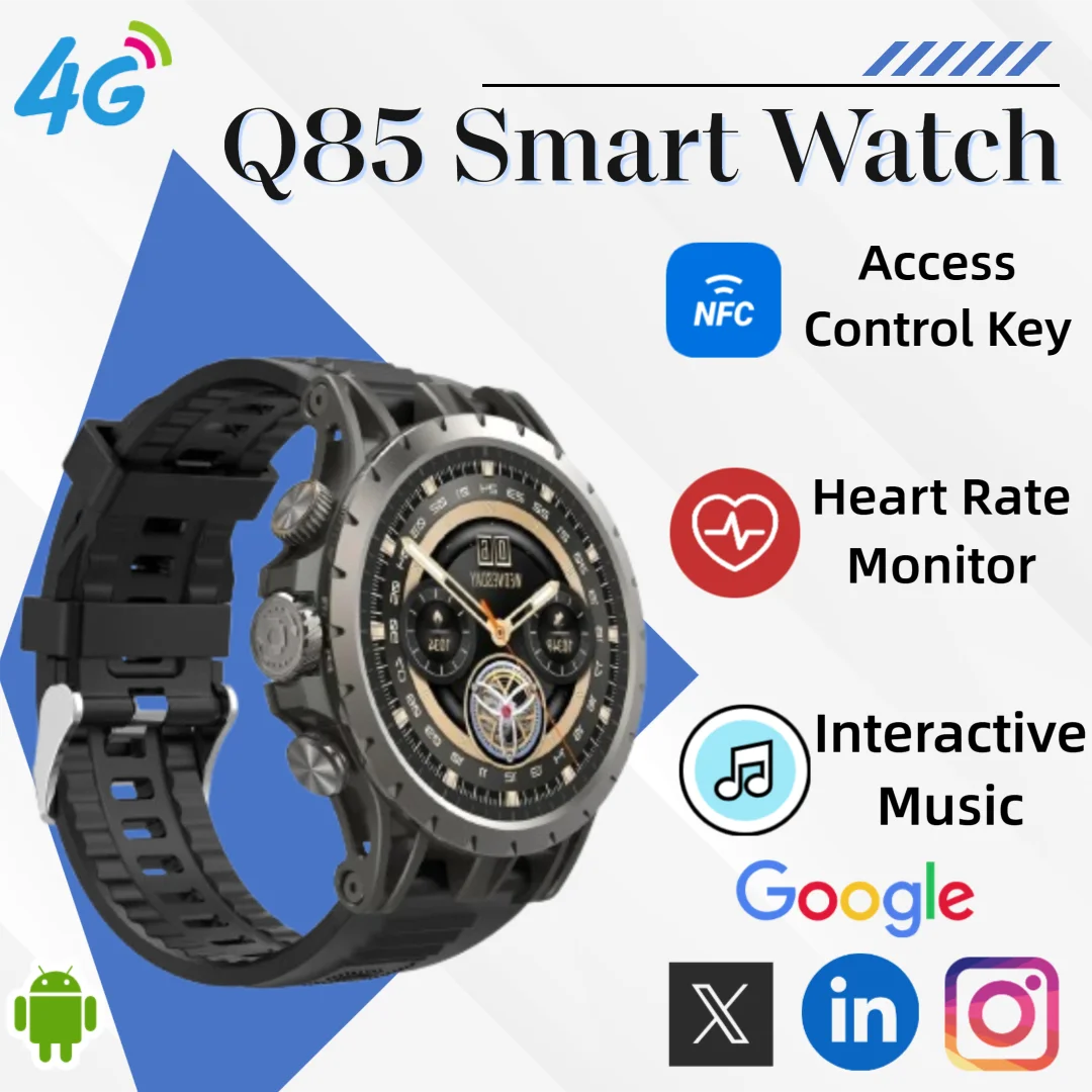 

New 2025 Q85 Smart Watch Waterproof Large Screen 4G Global Network WiFi Connectivity Independent SIM Slot HD Video Calling