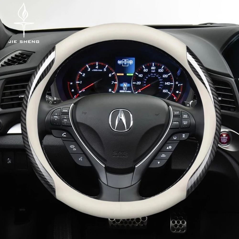 Carbon Fiber Leather Car Steering Wheel Cover For Acura RDX TLX CDX MDX RDX ZDX TL TLX TLX-L RLX TSX RSX