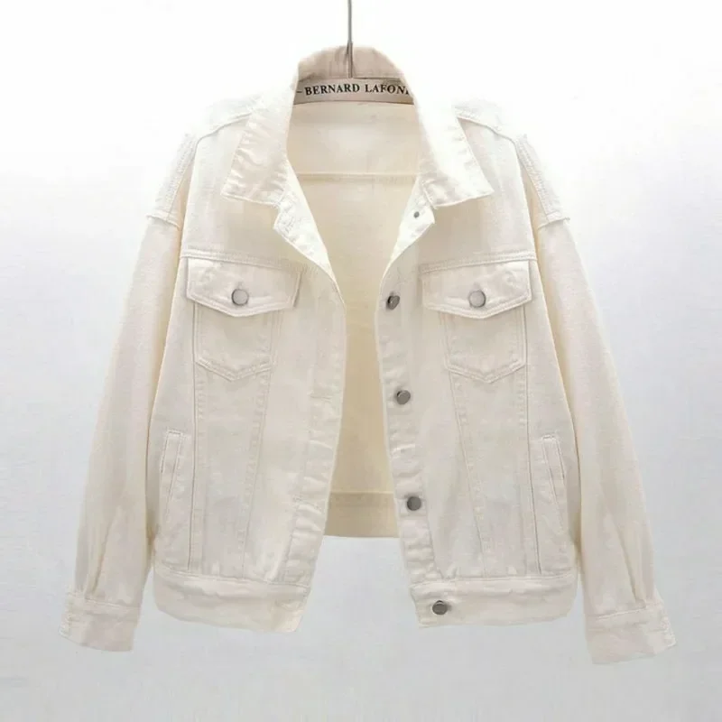 Spring Fall 2024 Womens Korean Fashion Sweet Short Denim Jacket Single Pocket Breasted Autumn Jean Jacket Loose Green Black Coat