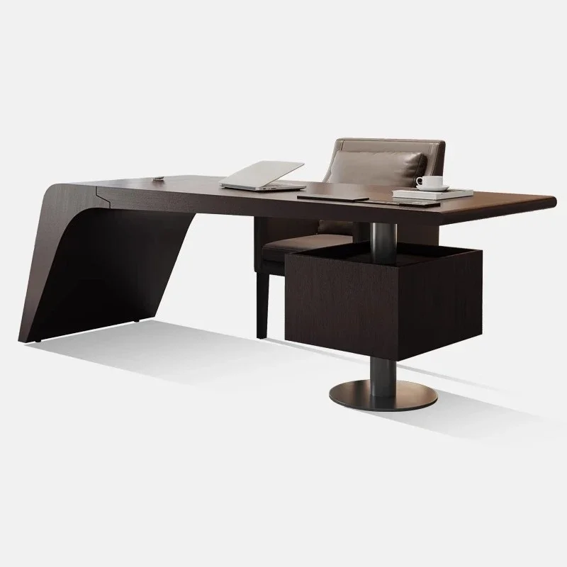 

12Italian light luxury solid wood desk modern simple office writing desk computer desk
