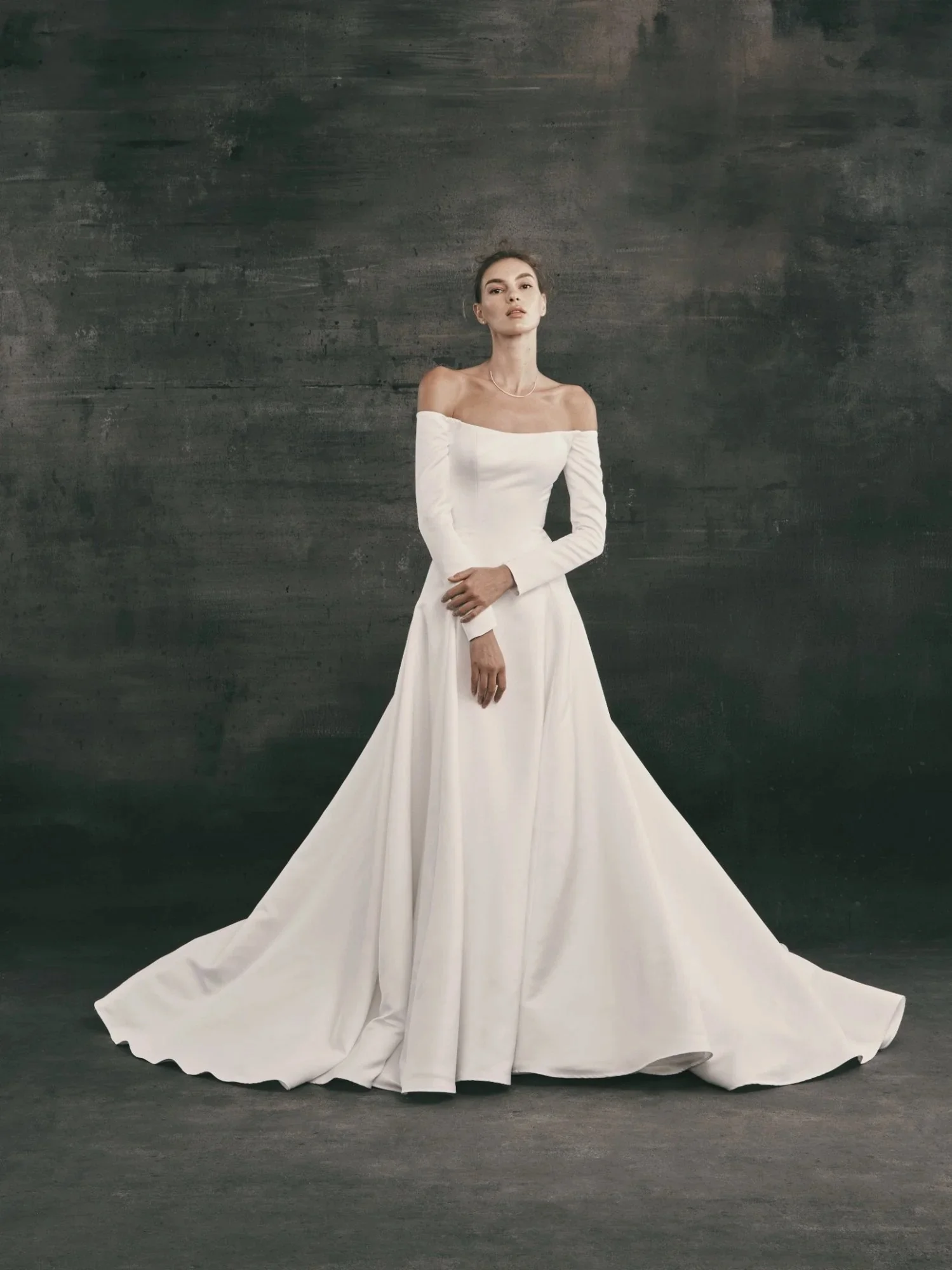 A line Wedding Dress Satin Long Sleeve Vestidos Noivas Minimalista Feminino Elegante Para Casamento Blancos Boda Al Civil Bride
