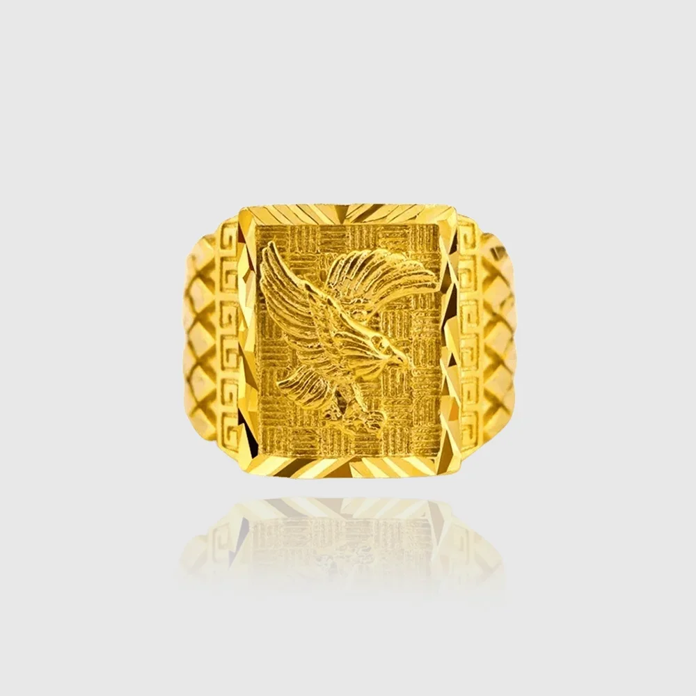 

18K Gold Color Eagle Ring for Men Brother Women Jewelry Open Engagement Wedding Finger Ring