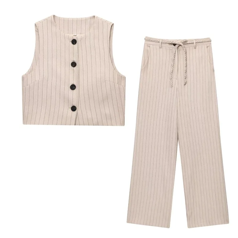 

Trousers Sets New Matching Women's Suit Summer Suits 2025 Woman Vest Two Piece Set Lady Full Number Outfit Pants Trouser
