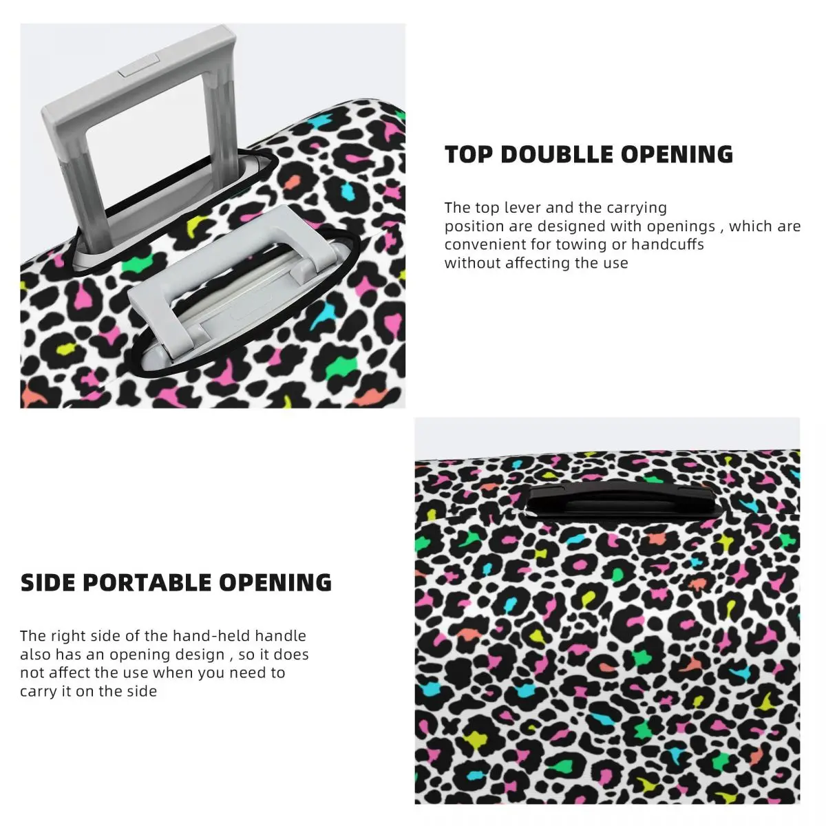 Animal pele leopardo impressão mala capa, lavável viagens bagagem cobre, personalizado, 18-32"