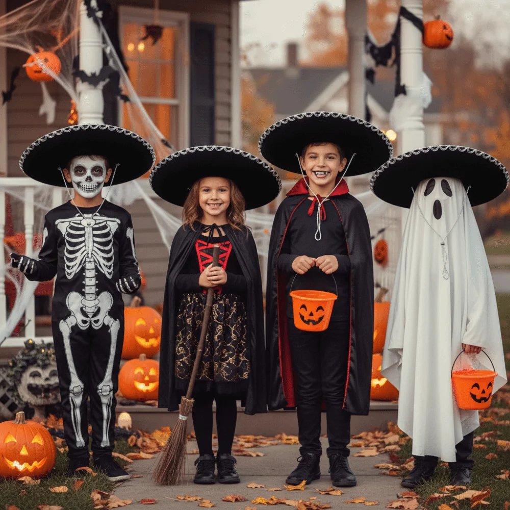 Czarny kapelusz meksykański w stylu vintage dla dzieci, kapelusz do występów scenicznych, kapelusz na święta, kapelusz magika, kapelusz do cosplayu dla dzieci, kapelusz na imprezę kostiumową