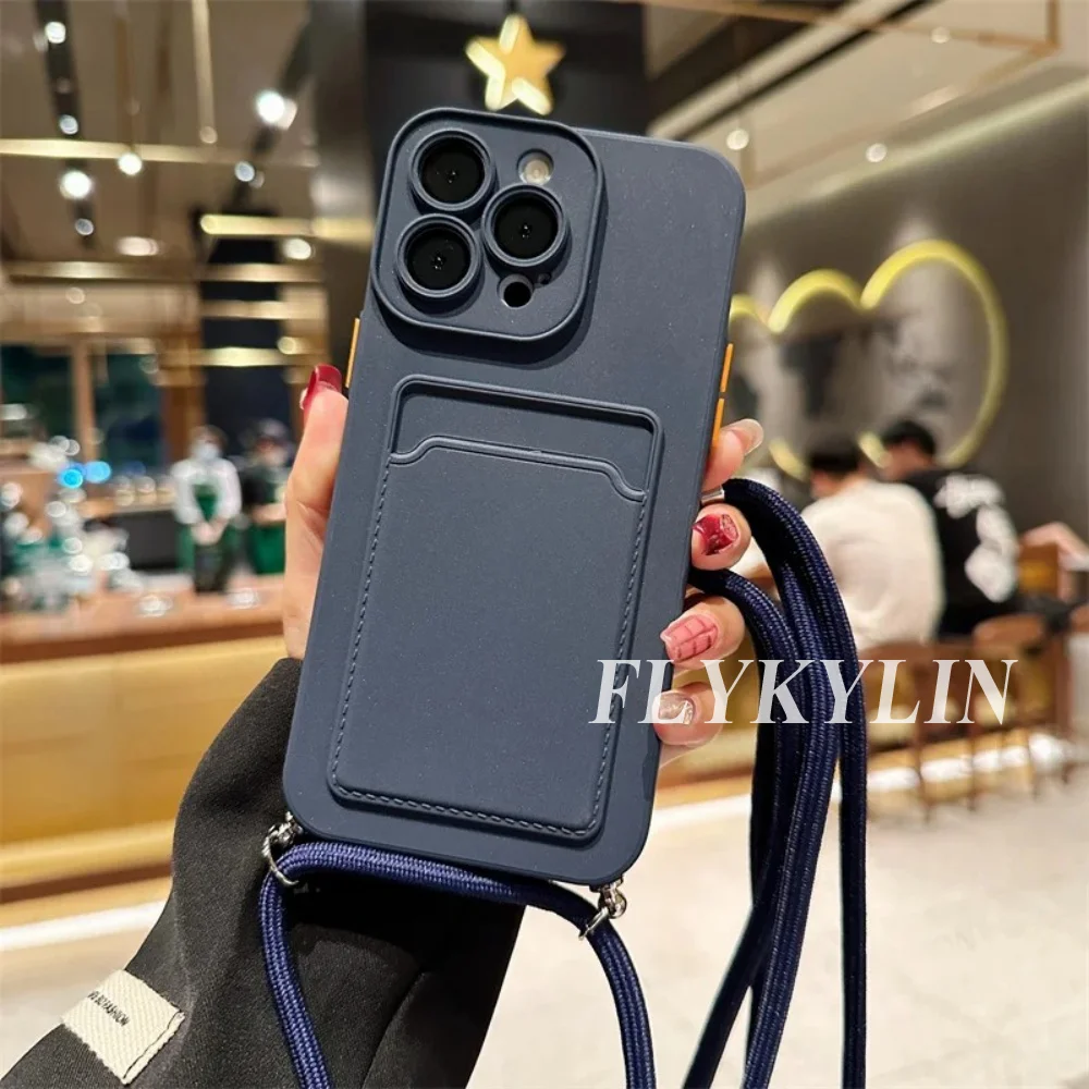 Corda plana cor sólida saco de cartão caso do telefone para xiaomi 15t pro para xiaomi 15t pendurado corda silicone macio