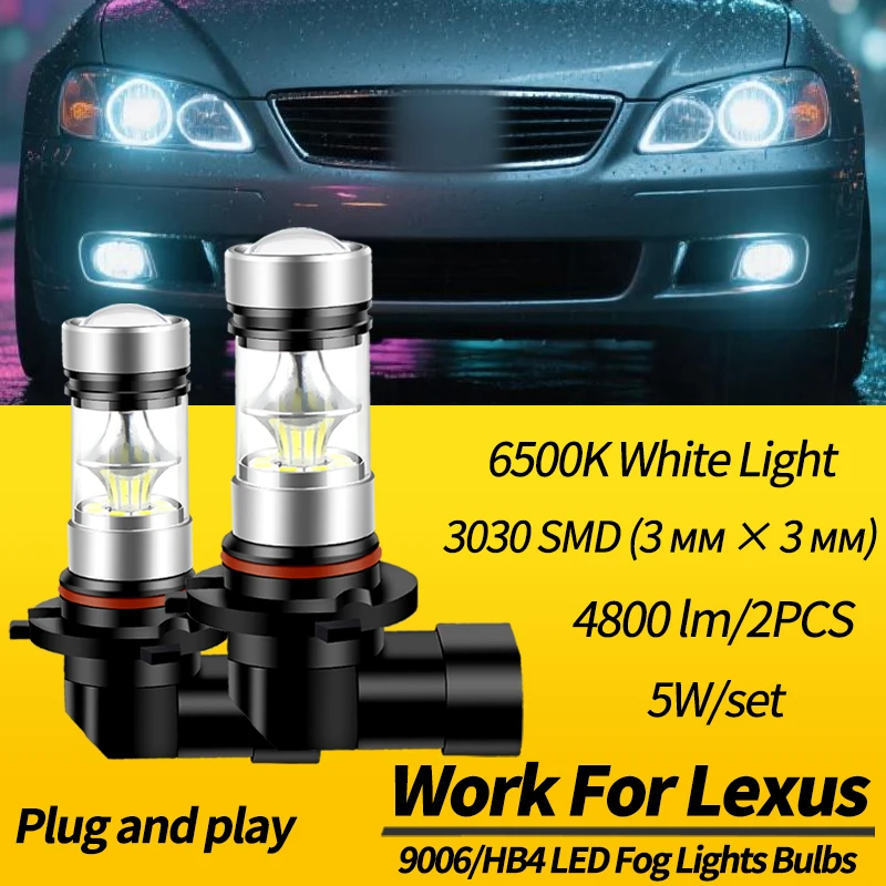 

2PCS 9006 HB4 LED Fog Light Bulb Canbus For Lexus GS300 97-06 GS430 01-07 GS350 GS450H 07-11 GS460 08-11 RX300 99-03 RX330 04-06