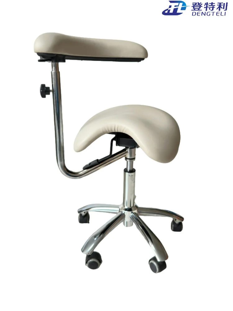 Ergonomic Saddle Chair Hospital Doctor Chair Dental Assistant Chair PU Leather 360°swivel with Armrest Height Adjustable Caster