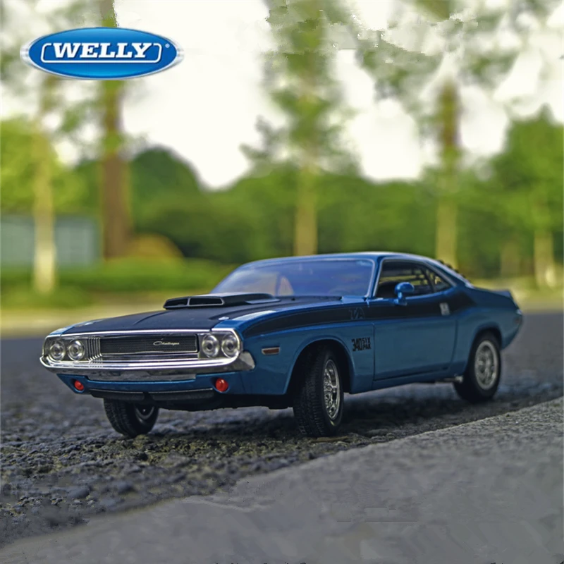 WELLY 1:24 1970 DODGE Challenger T/A Alloy Racing Car Model Diecast Metal Sports Car Vehicles Model Simulation Children Toy Gift