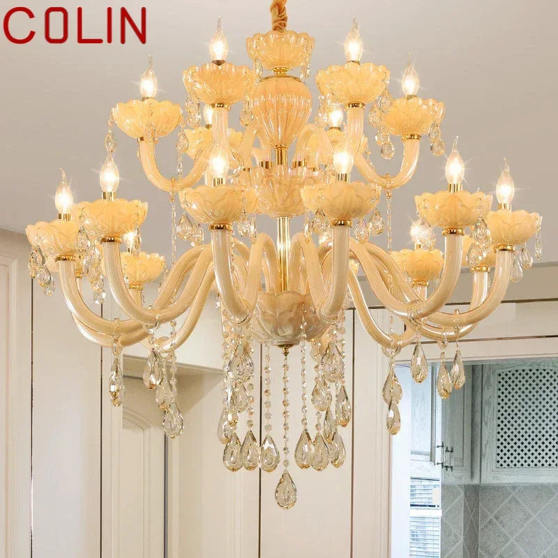 COLIN European Crystal Pendent Lamp Candle Lamp Luxury Art Living Room Restaurant BedroomVilla Hotel KTV Chandelier