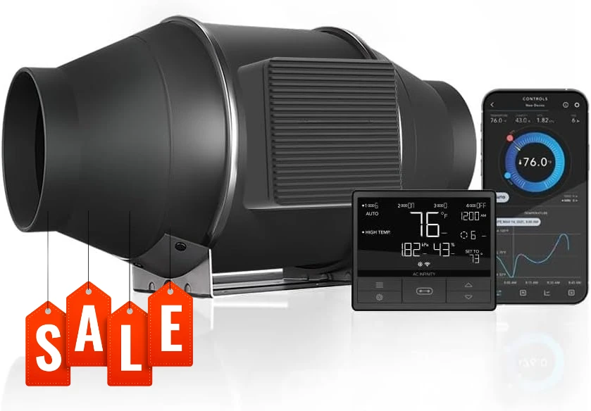 

PRO T4, Quiet 4” Inline Duct Fan with Temperature Humidity VPD Controller, WiFi Integrated App Control - Ventilation Exhaust Fan