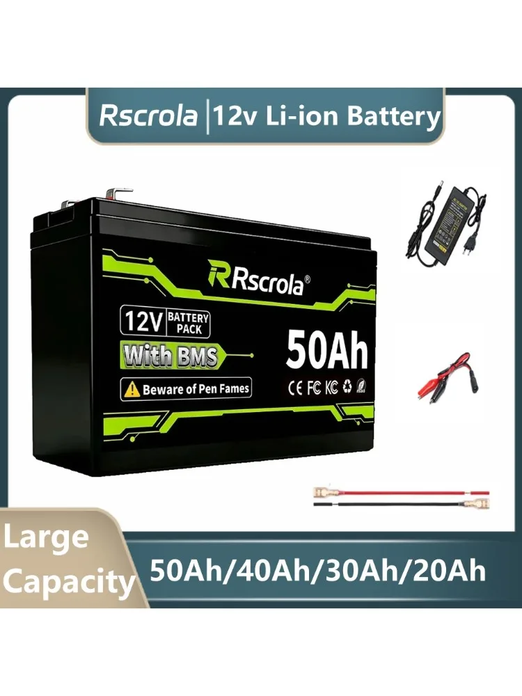 12V 18650 batterijpakket 50Ah 12V Li-ion batterijpakket met oplader, langdurig bruikbaar voor spuitapparaat, speelgoedauto voor kinderen, weegschaal, zonne-energie - afbeelding 2