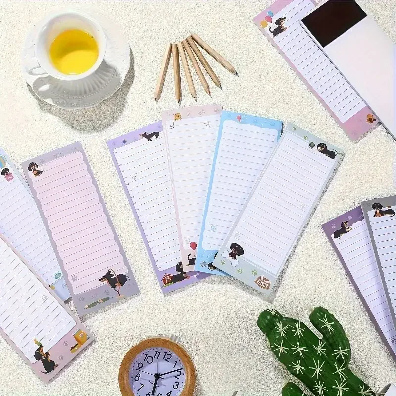 Blocco note magnetico per liste di cose da fare per bassotto, 12 pezzi, regalo perfetto per gli amanti dei cani, quaderni, quaderni, materiale scolastico per ufficio