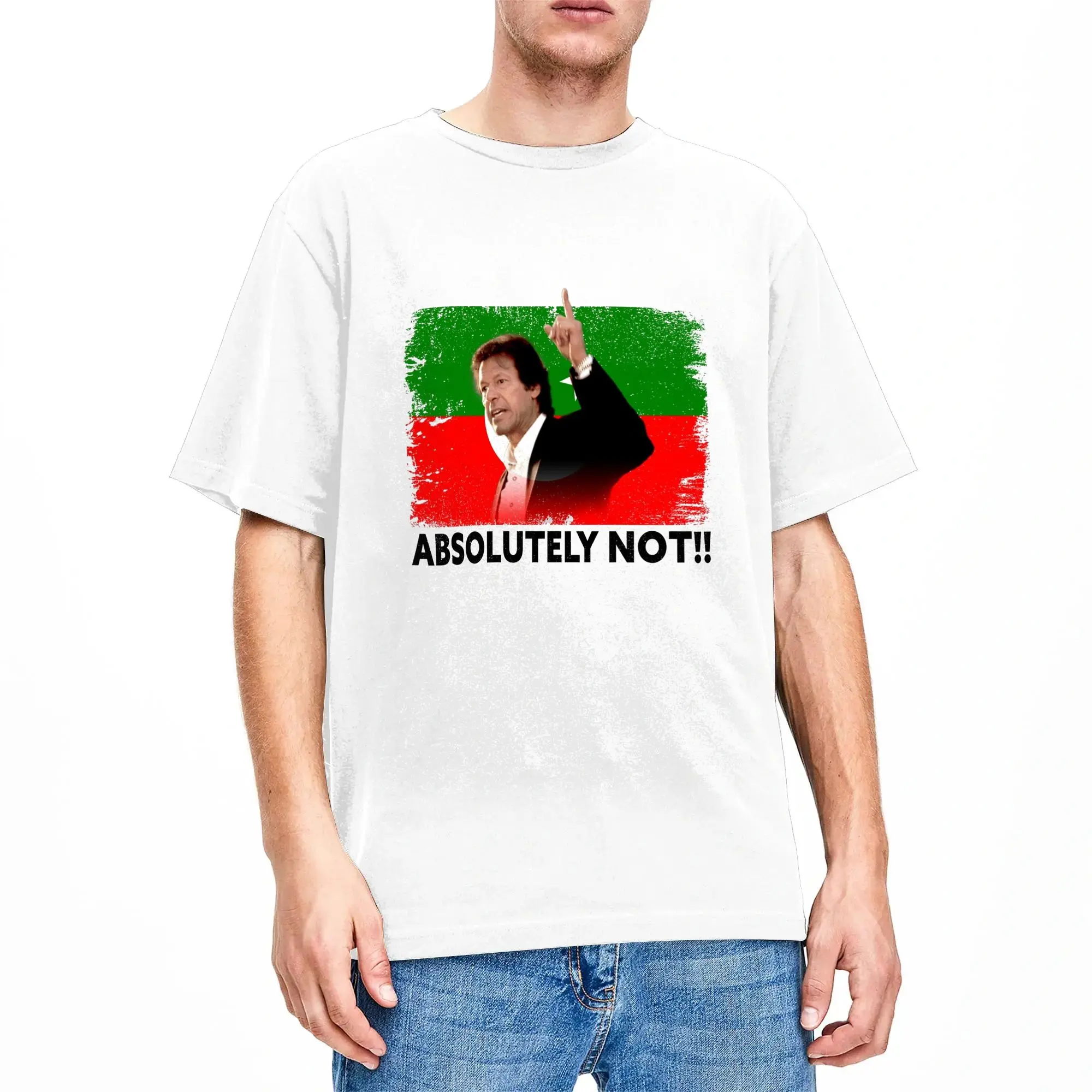 Imran Khan Absolutely Not Pti Pakistan Minister T-Shirt for Men 100% Cotton Tee Shirt O Neck Short Sleeve T Shirts Clothing